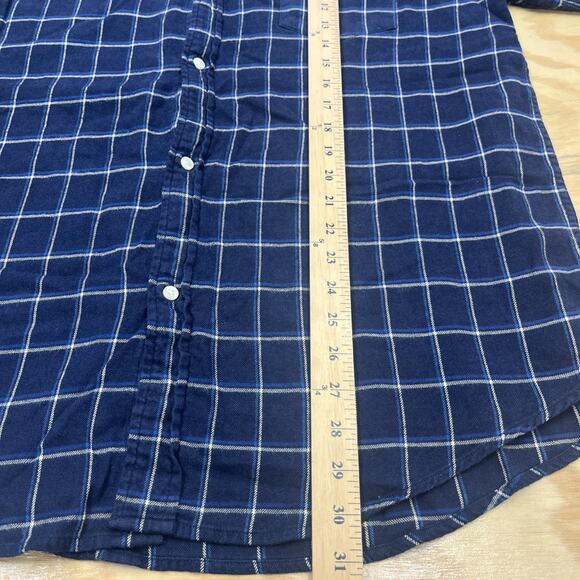 Ralph Lauren Polo Jeans Co Flannel Plaid Shirt Men's L/XL Navy Blue Preppy Y2K - Picture 11 of 12